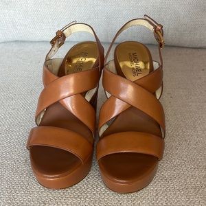Michael Kors Bennet Woven Wedge Sandals, size 6.5.